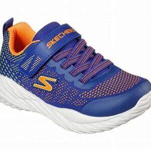 Skechers Boys Size 3 Blue and Orange Athletic Sneakers with Mesh Design